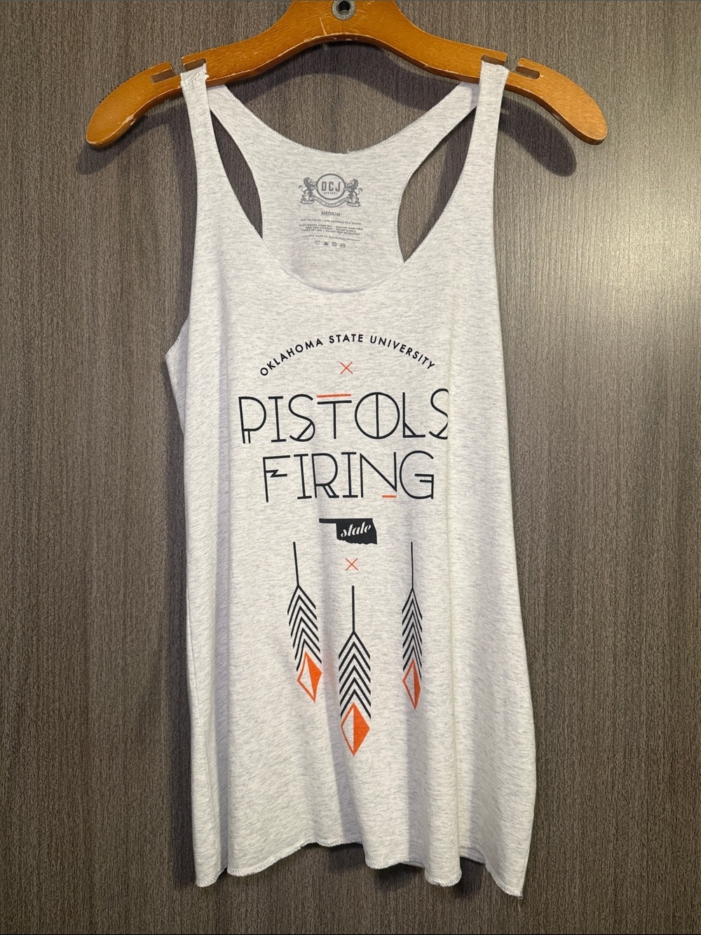 OCJ Apparel Oklahoma State University Pistols Firing Fashion Tank Medium NWOT